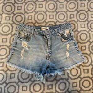 Wax Jean Light Blue Distressed Jean Shorts